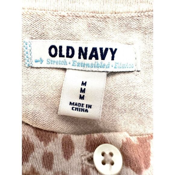 Old Navy Animal Print Button Front Cotton Blend Stretch Cardigan Sweater Tan Siz - Picture 3 of 4